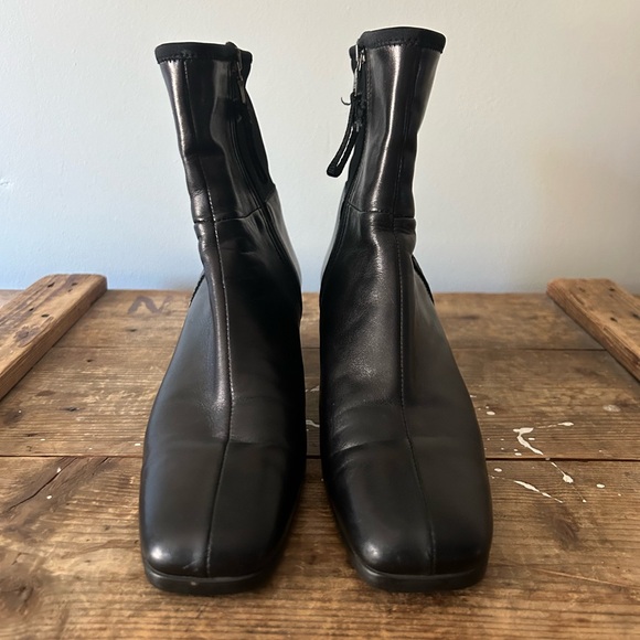 PRADA Authenticated Black Leather Ankle Boot Square Toe Block Heel 37.5 / 7.5 US - Picture 9 of 13